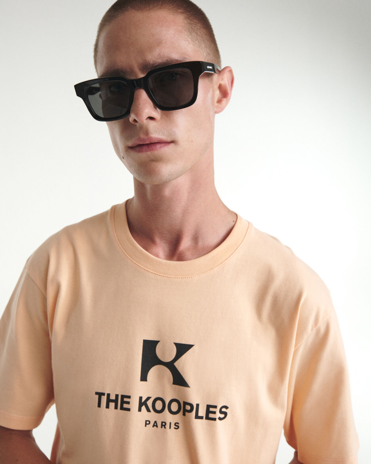 The Kooples HOMME PRAIRIE SUNSET t-shirt corail coton à monogramme k