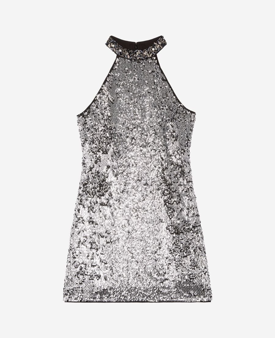 The Kooples WOMEN SILVER short dress in silver sequins