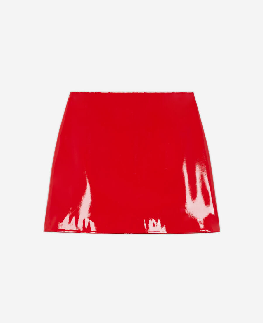 short red vinyl skirt