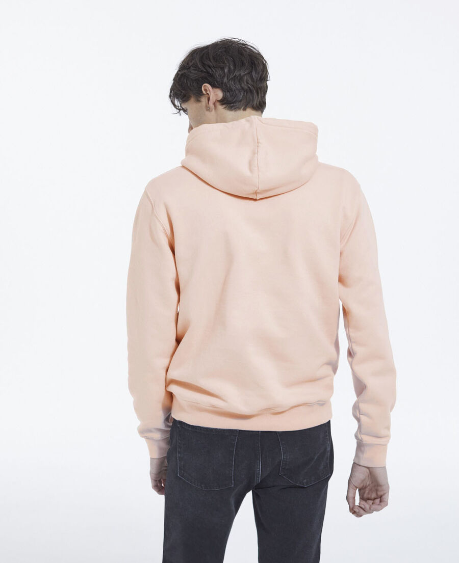 pink cotton hoodie with logo on the chest