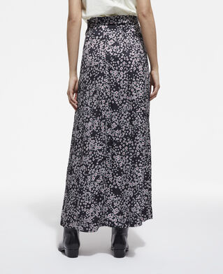 The Kooples FEMME BLACK / PINK jupe longue fleurie