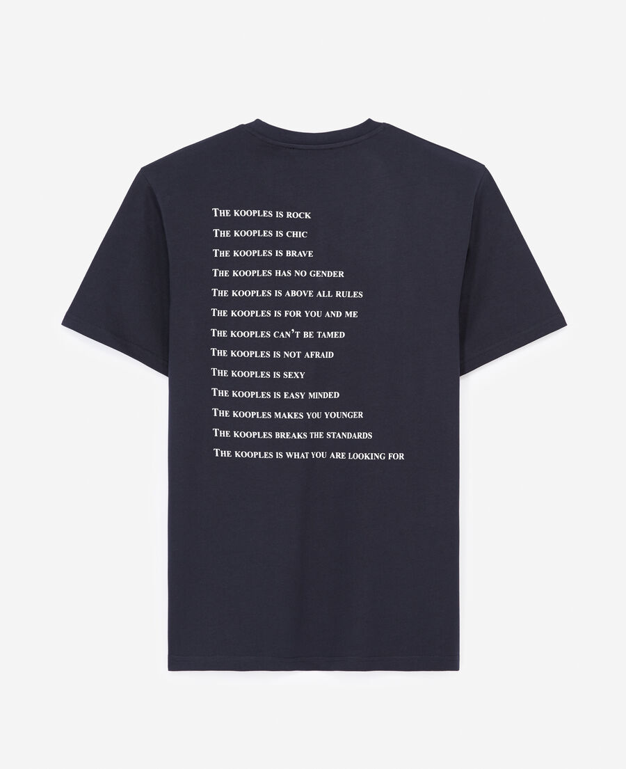 navy cotton t-shirt with print what is