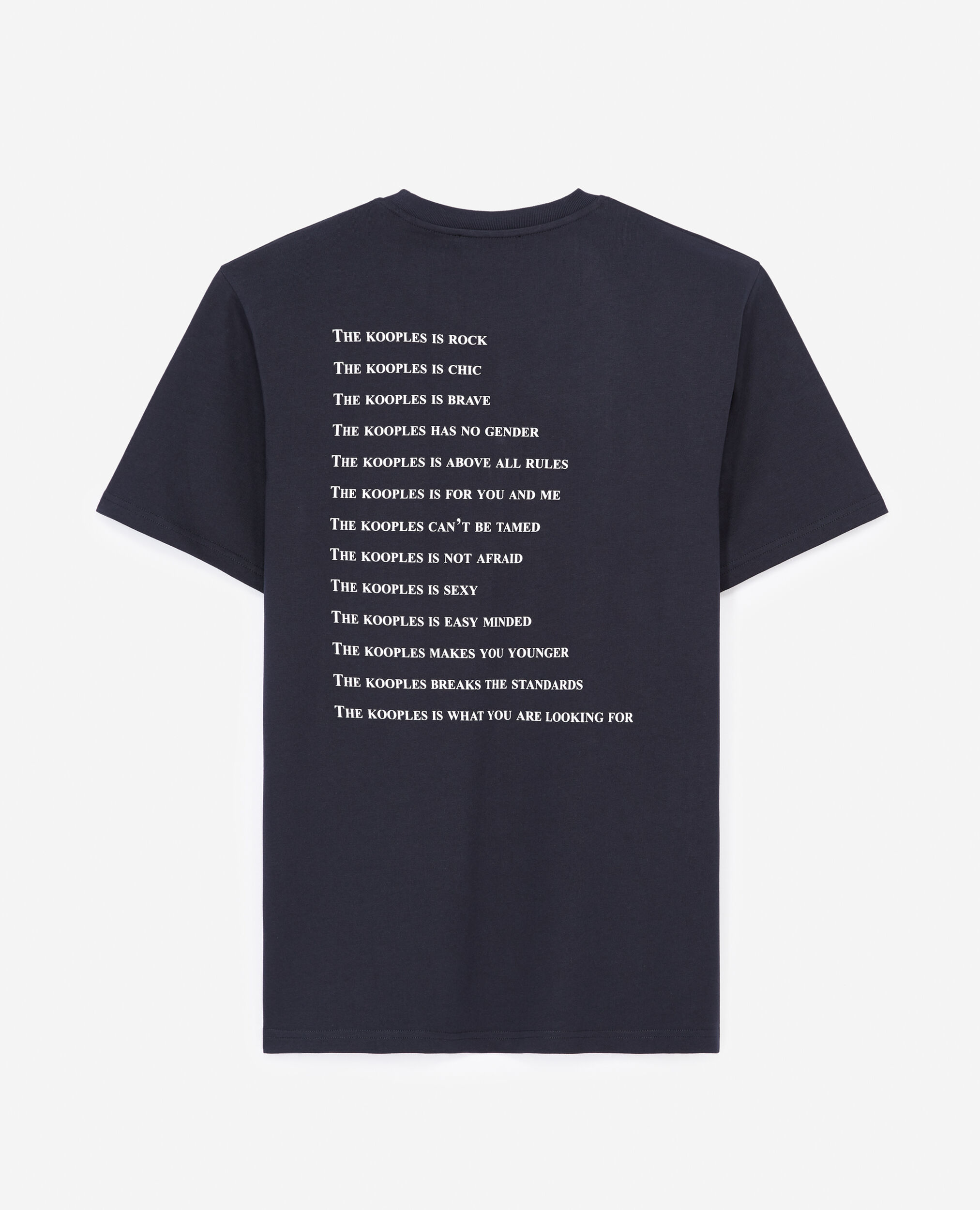 NAVY COTTON T-SHIRT WITH PRINT WHAT IS, NAVY, hi-res image number null