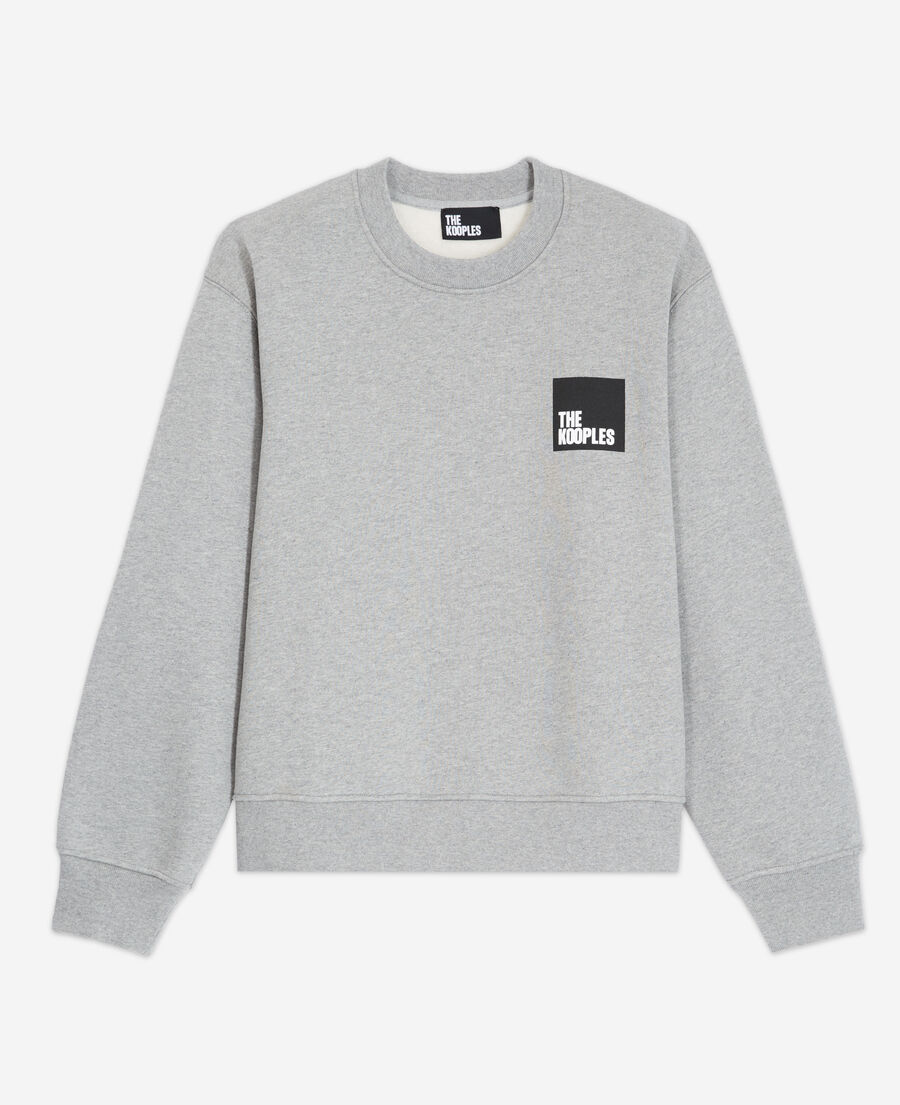 gray sweatshirt with logo