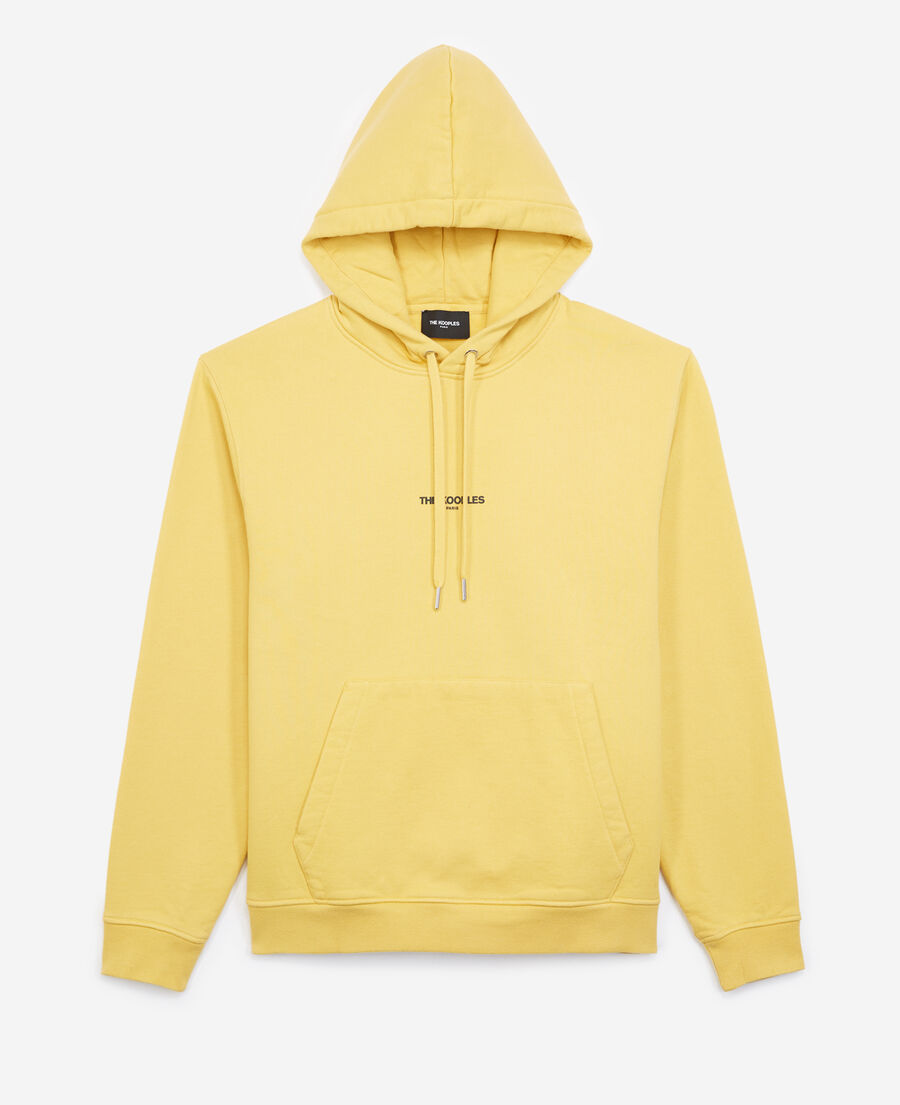 sweat à capuche jaune coton logo imprimé