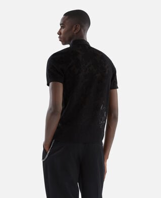 The Kooples HERREN BLACK polo-shirt aus mesh mit spitzeneffekt schwarz