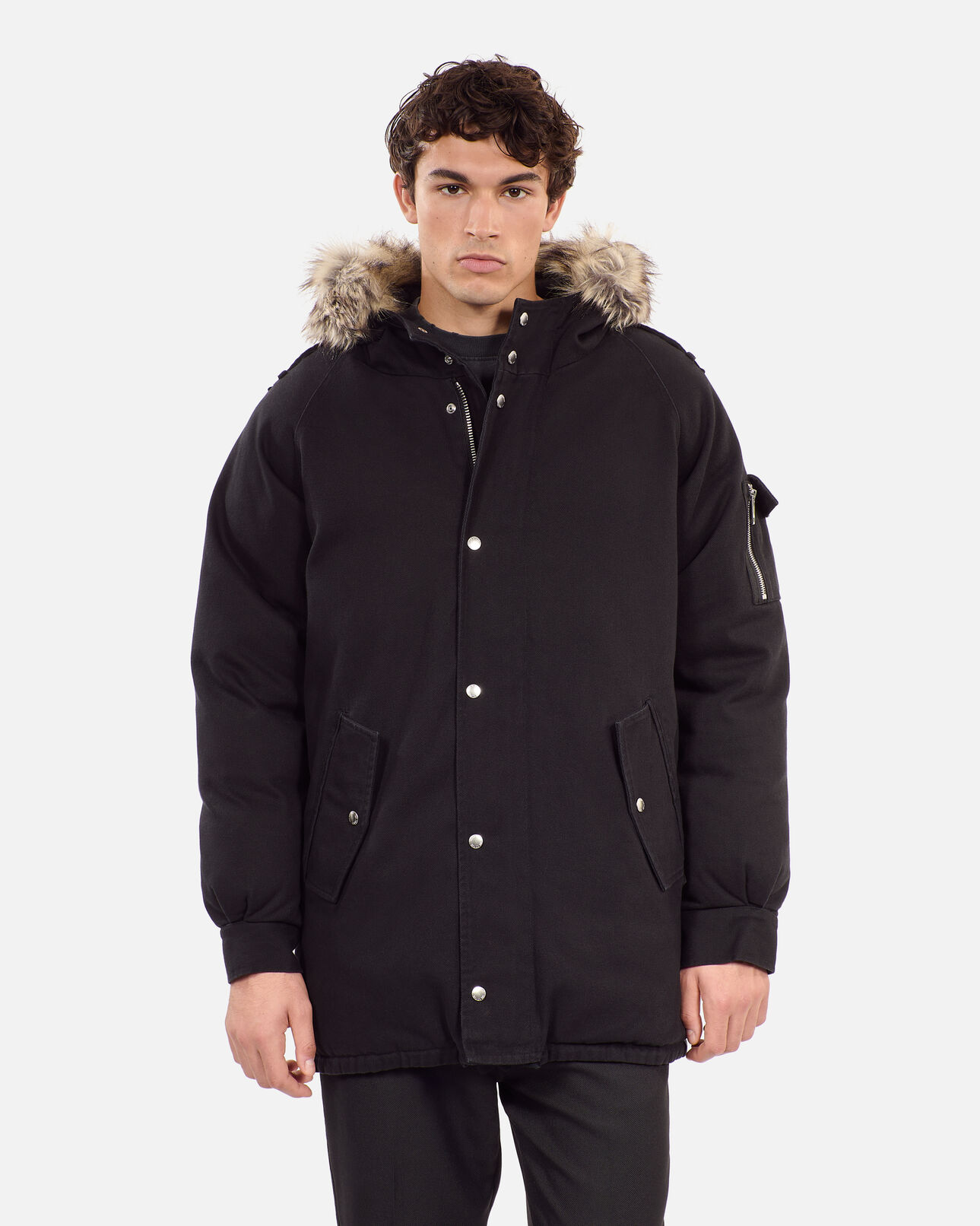 The Kooples HOMME BLACK parka à capuche noire