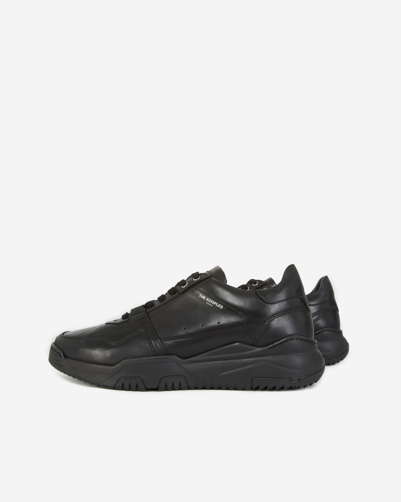 The Kooples HERREN BLACK schwarze turnschuhe aus leder mit aussparung