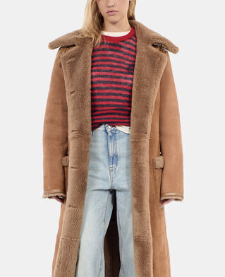 The Kooples F BROWN long brown shearling coat
