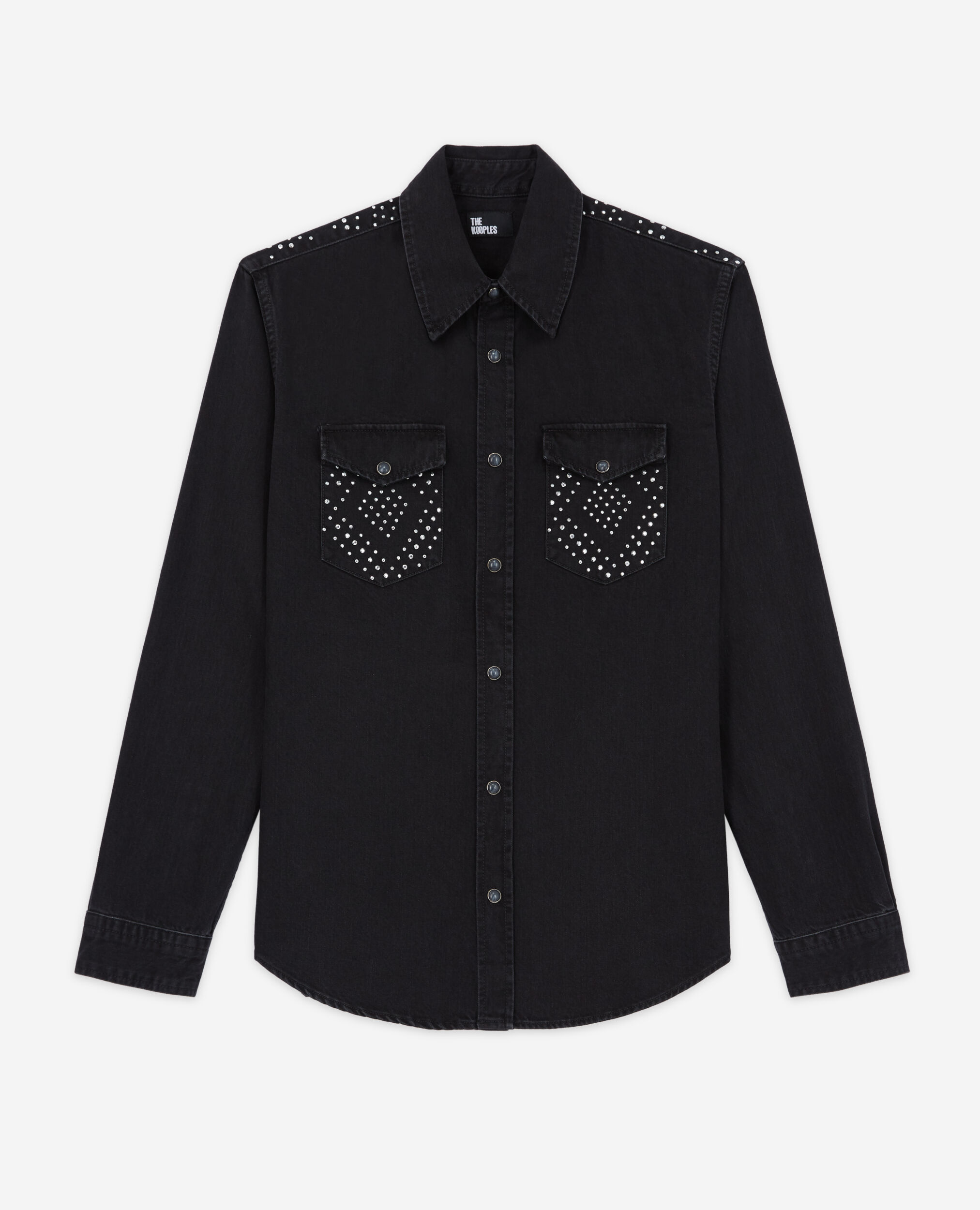 Black shirt with stud details, BLACK WASHED, hi-res image number null