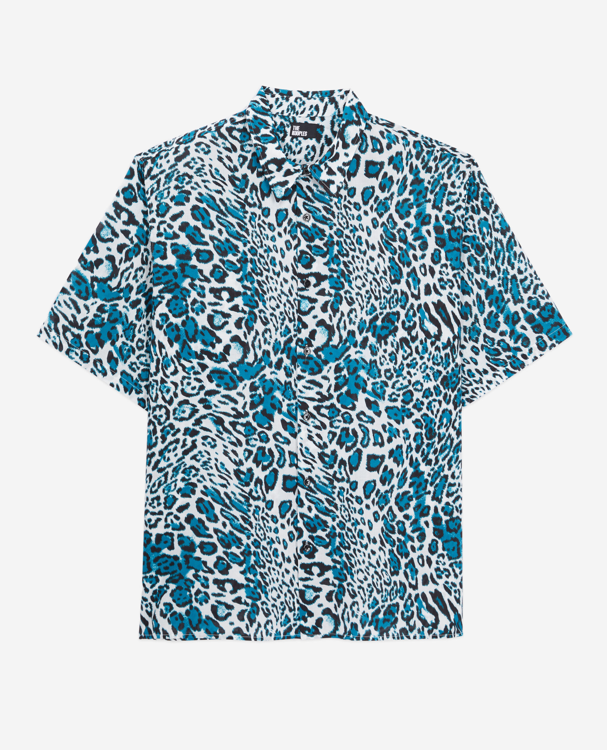 Printed cotton short sleeved shirt, BLUE WHITE, hi-res image number null