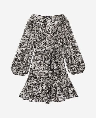 The Kooples F BLACK WHITE short zebra print wrap dress