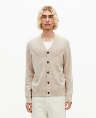 The Kooples MEN BEIGE MELANGE beige cashmere cardigan