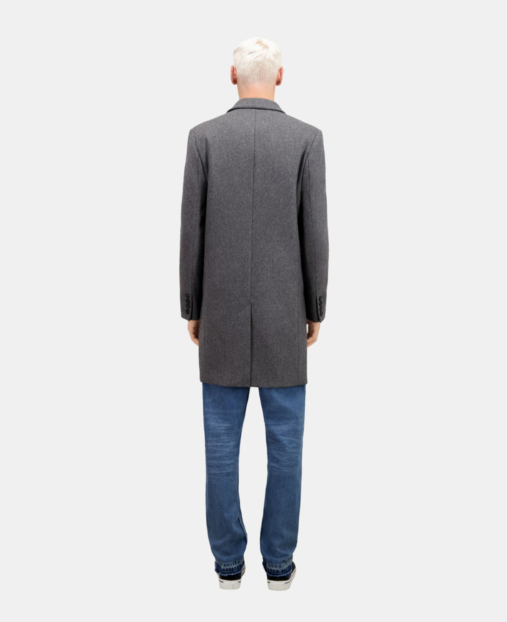 The Kooples HOMME GREY manteau gris chiné long en laine mélangée
