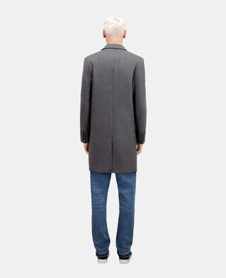 The Kooples HOMME GREY manteau gris chiné long en laine mélangée