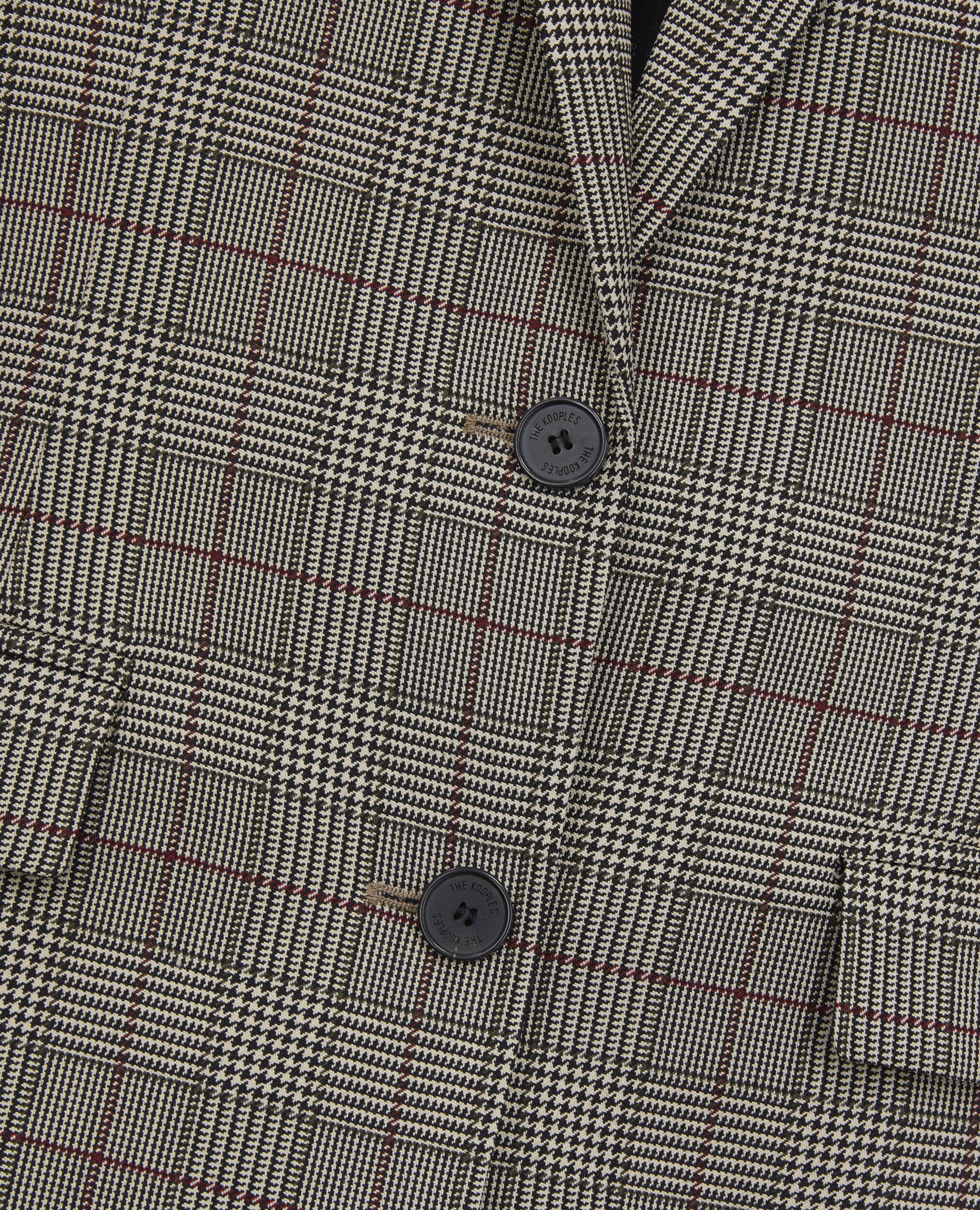Beige and burgundy Prince of Wales blazer, ECRU / BLACK / BURGUNDY, hi-res image number null