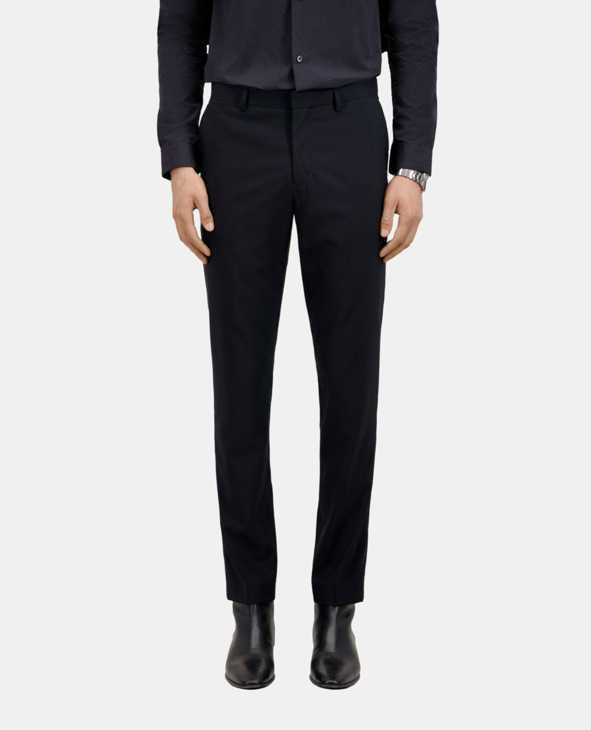 Pantalon de costume Prince de Galles en laine bleu marine, DARK NAVY, hi-res image number null