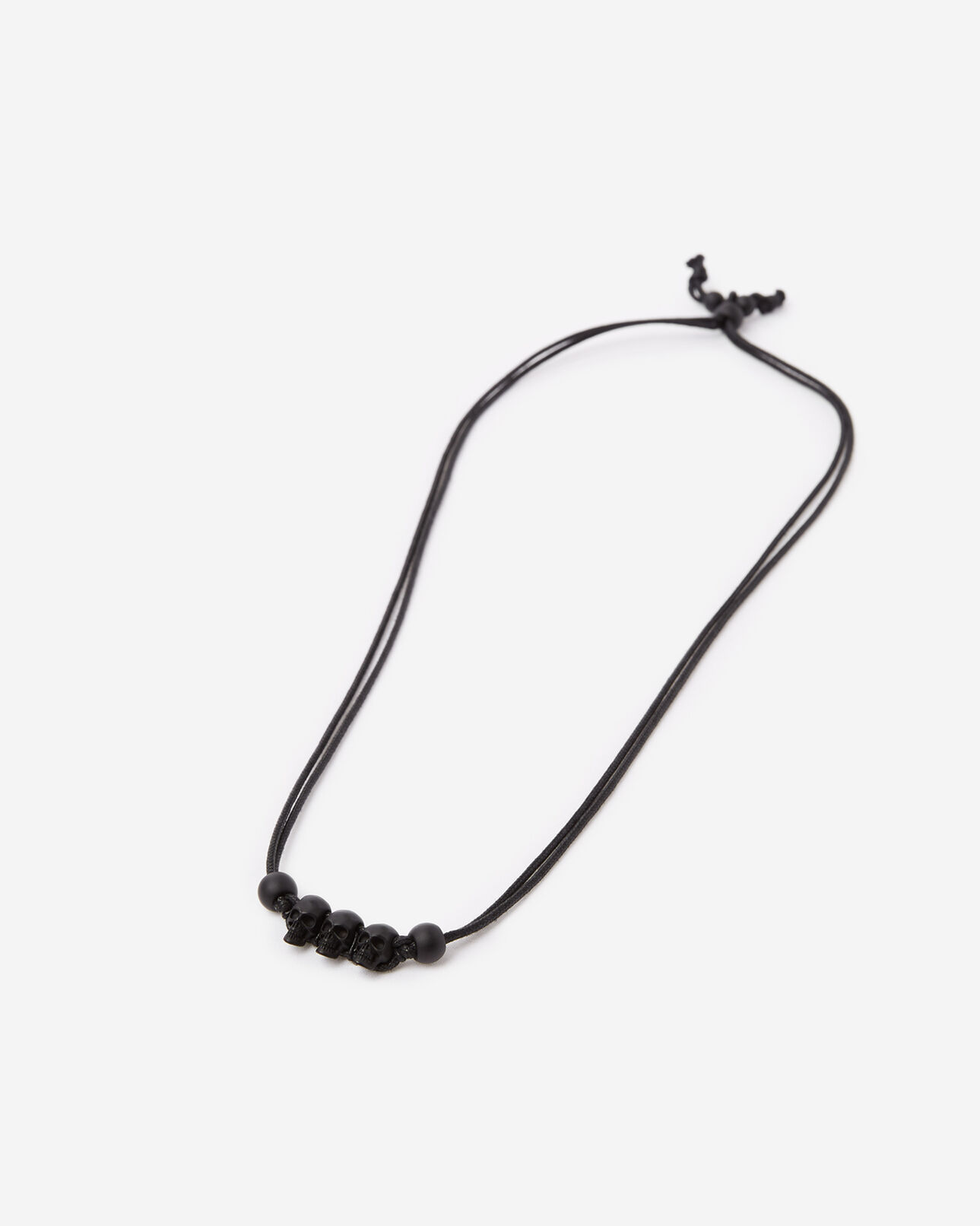 The Kooples MIXED BLACK black pearl necklace with silver skull
