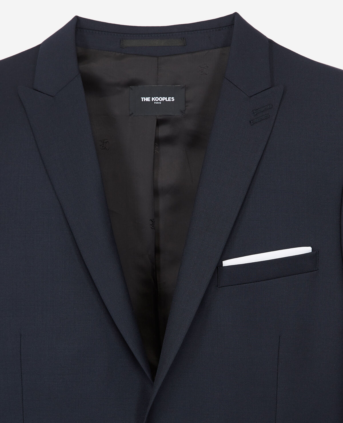 Navy blue wool suit jacket