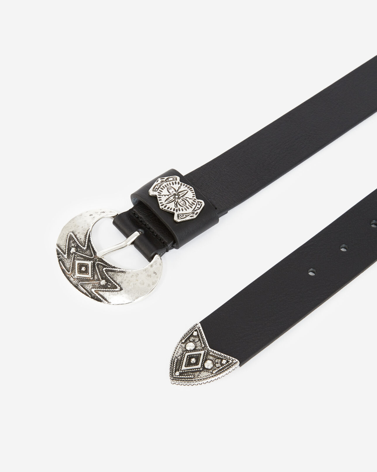 The Kooples FEMME BLACK ceinture cuir noire à boucle argentée