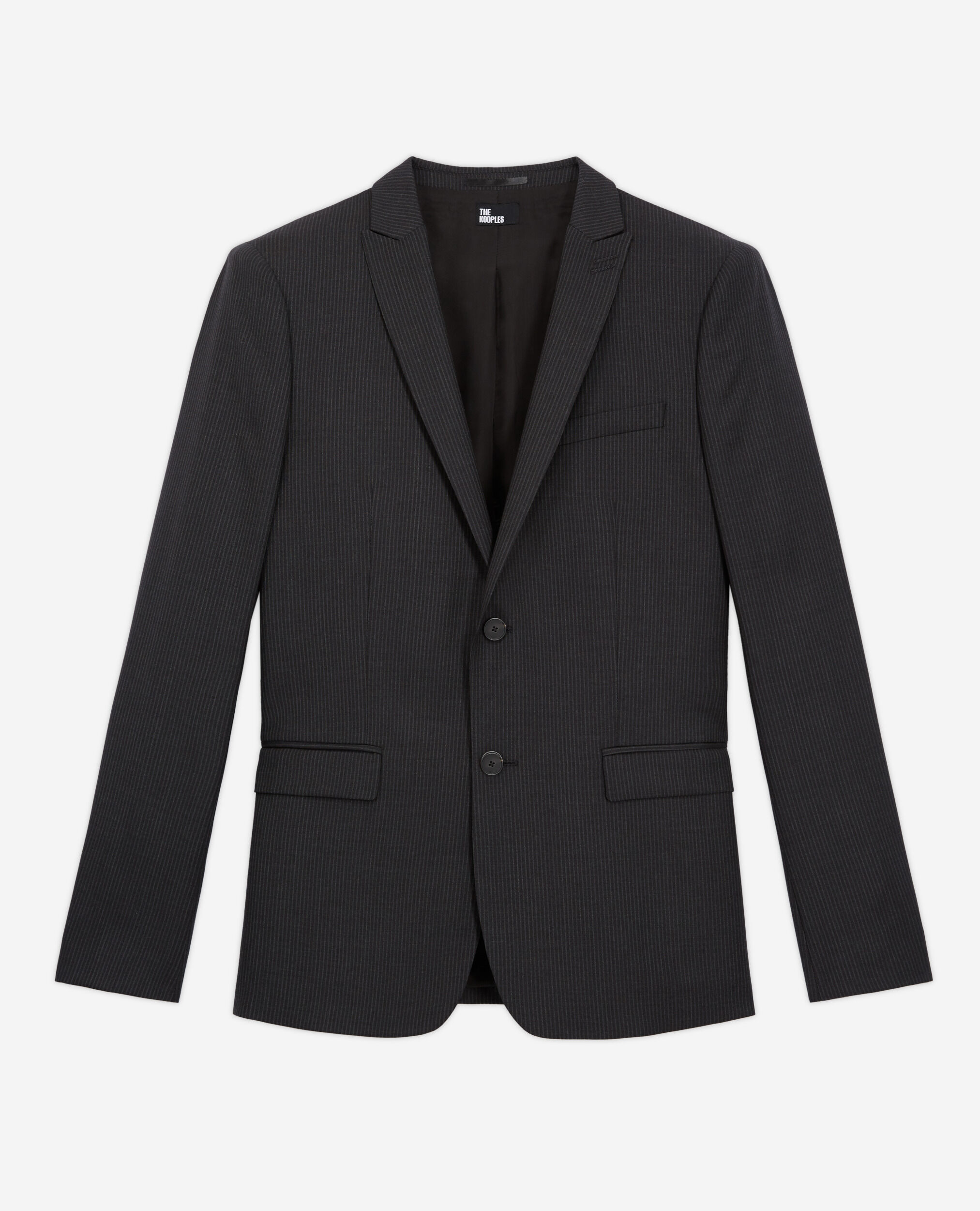Striped wool suit jacket, BLACK GREY, hi-res image number null