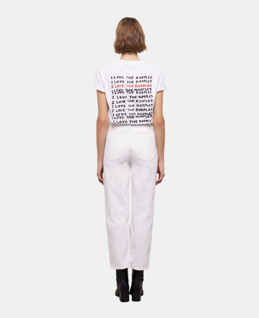 white straight-cut jeans