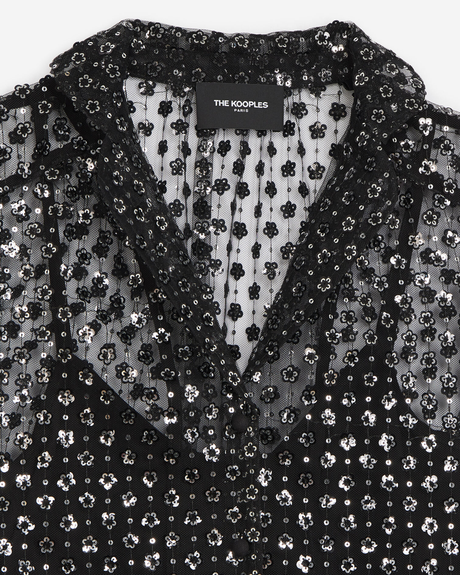 Bluse schwarz halbtransparent Pailletten, BLACK ARGENT, hi-res image number null