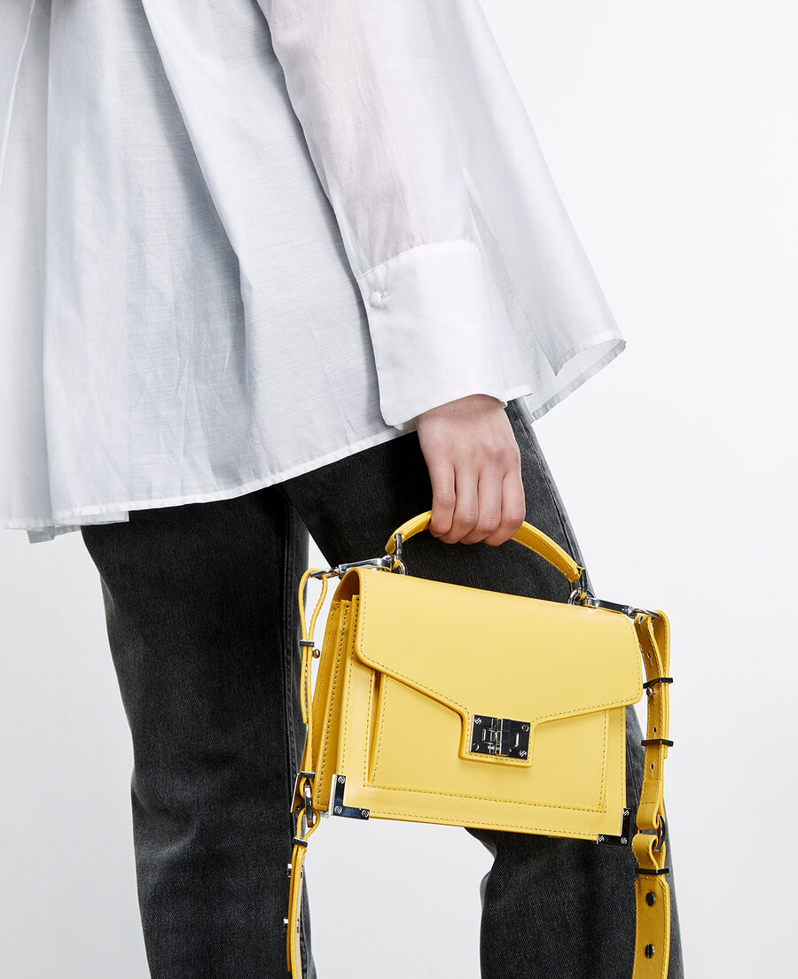 sac emily small en cuir lisse jaune