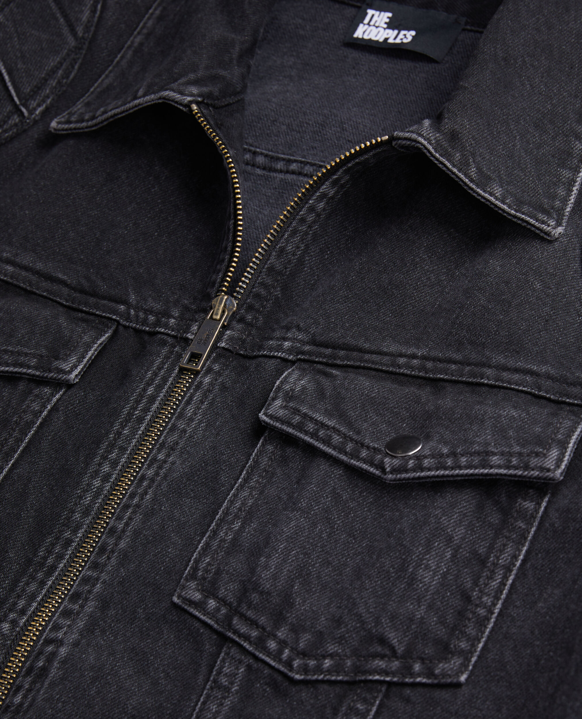 Black denim biker jacket, BLACK WASHED, hi-res image number null