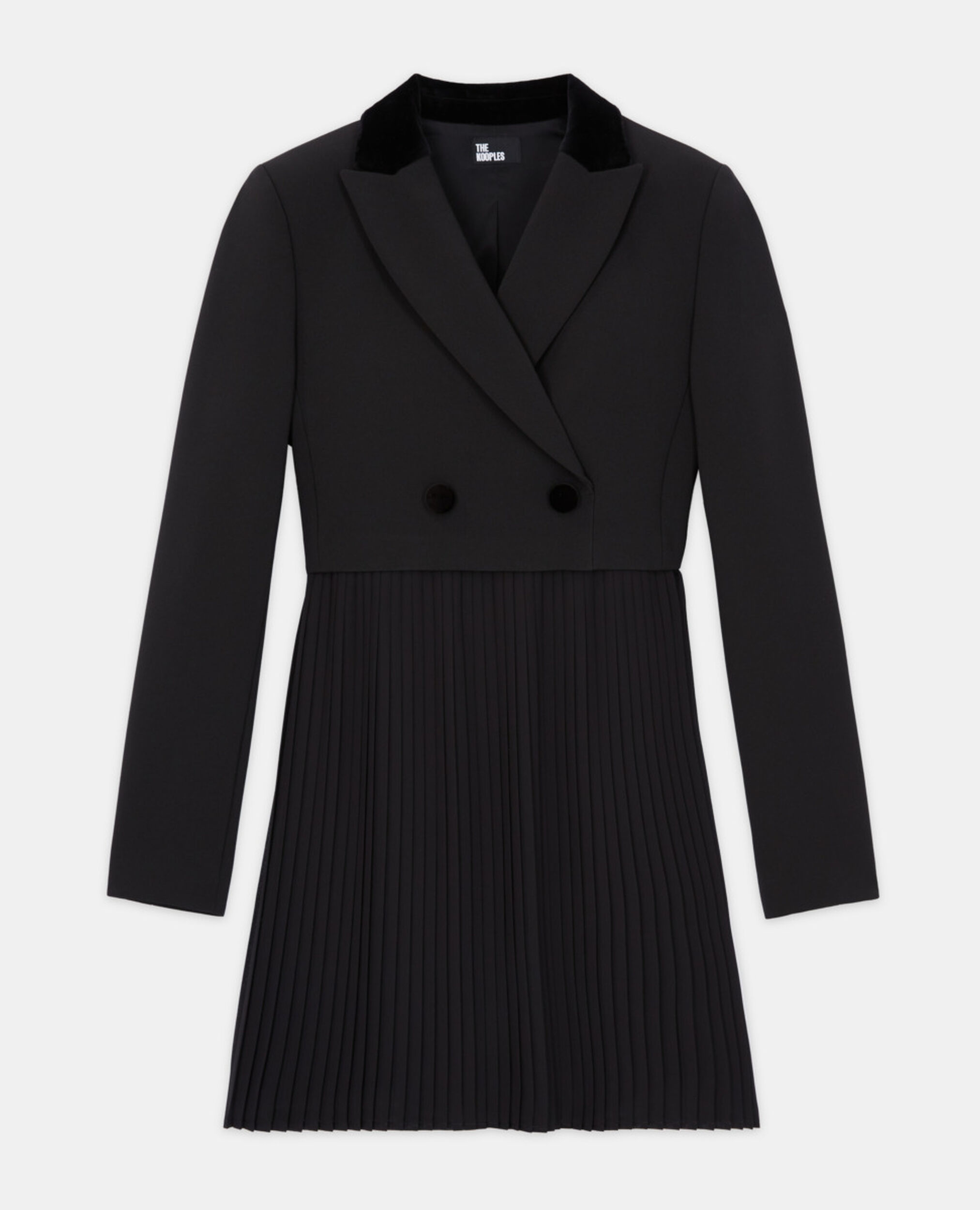 Schwarzes kurzes Wollkleid, BLACK, hi-res image number null
