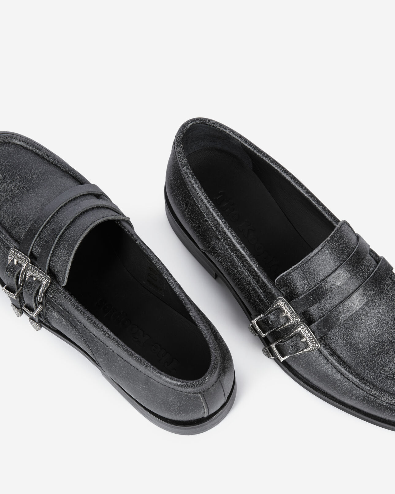 The Kooples DAMEN BLACK schwarze mokassins aus leder mit schließe