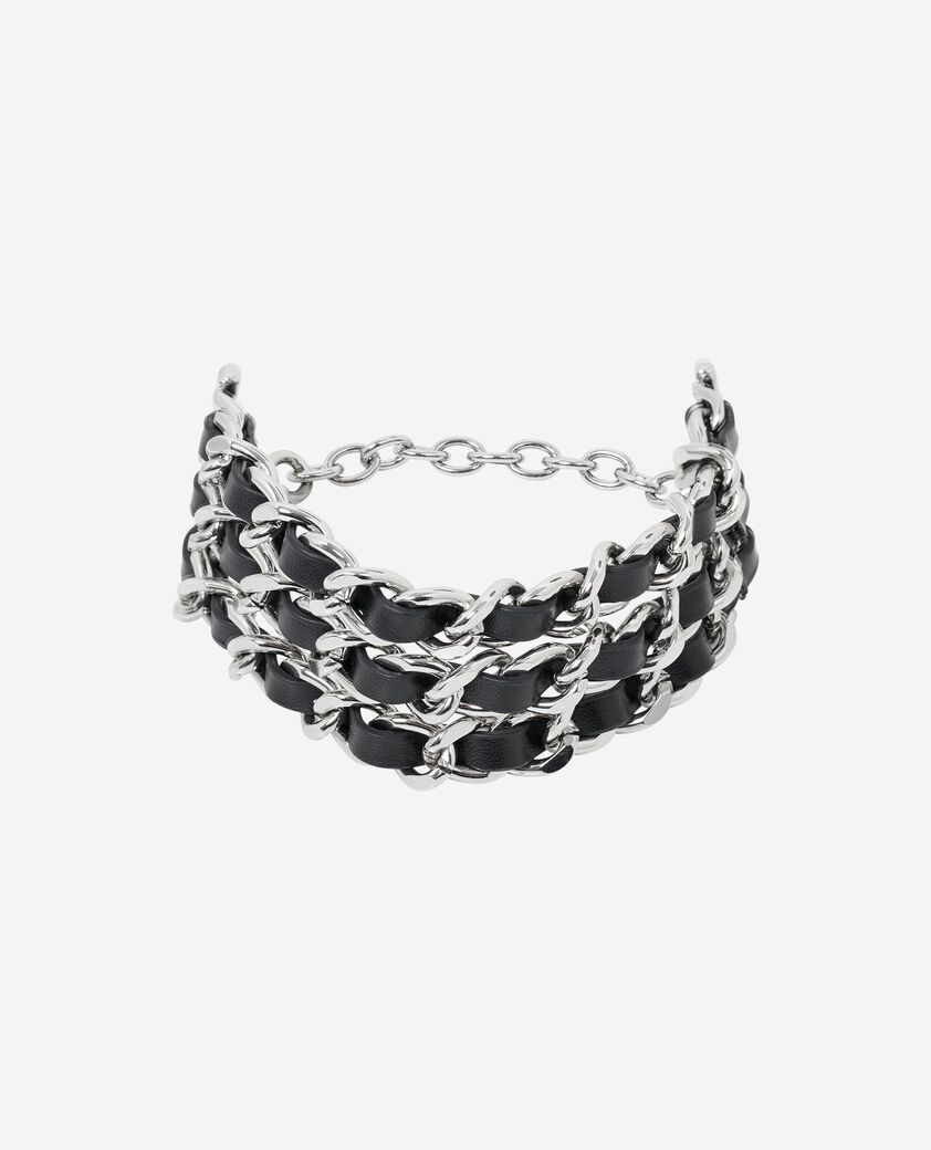 The Kooples DAMEN null armband mit leder- und silberketten