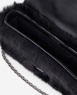 The Kooples WOMEN BLACK black faux-fur clutch bag