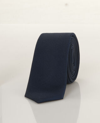 The Kooples H DARK NAVY skinny plain blue silk tie