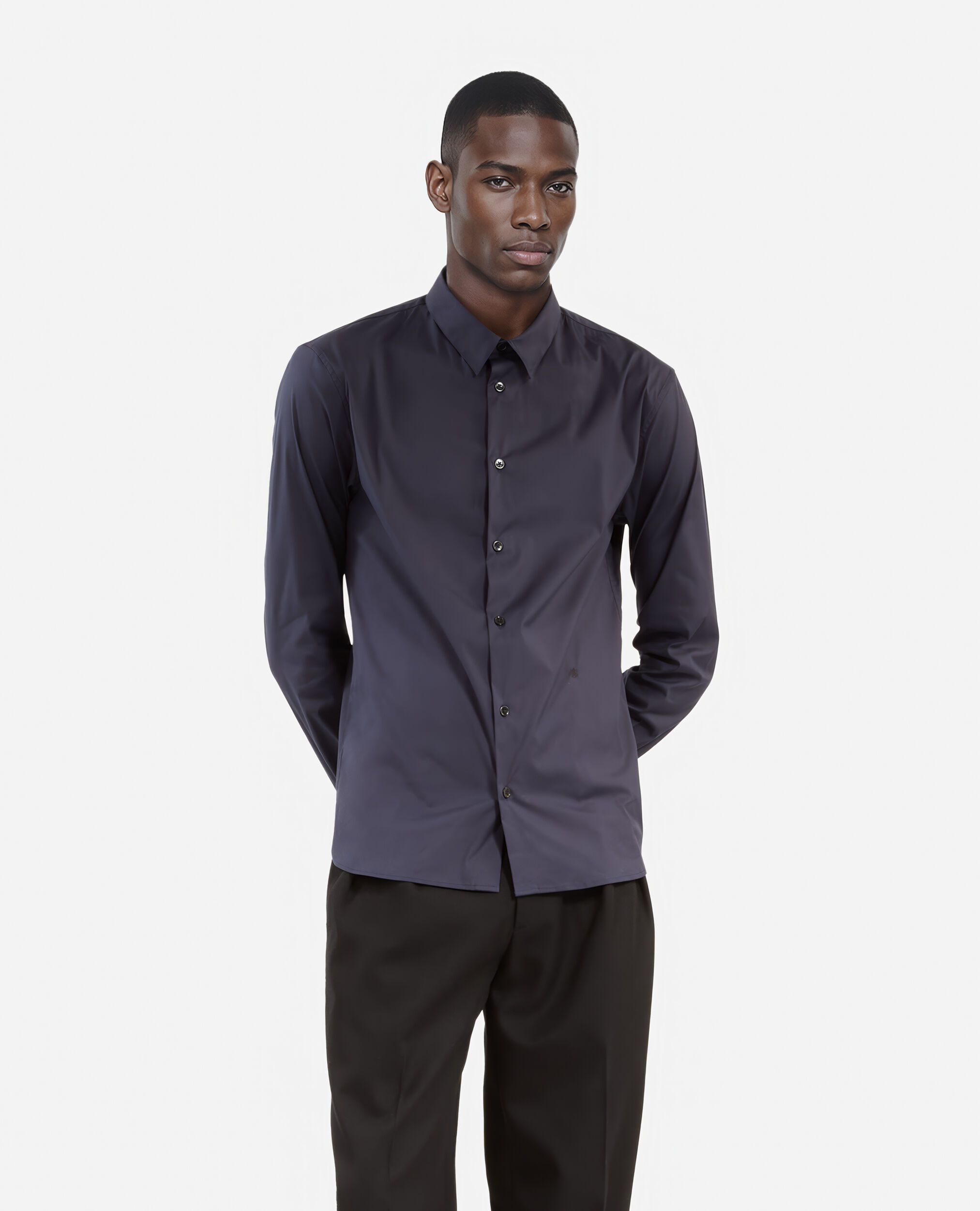 Navy blue poplin shirt, NAVY, hi-res image number null
