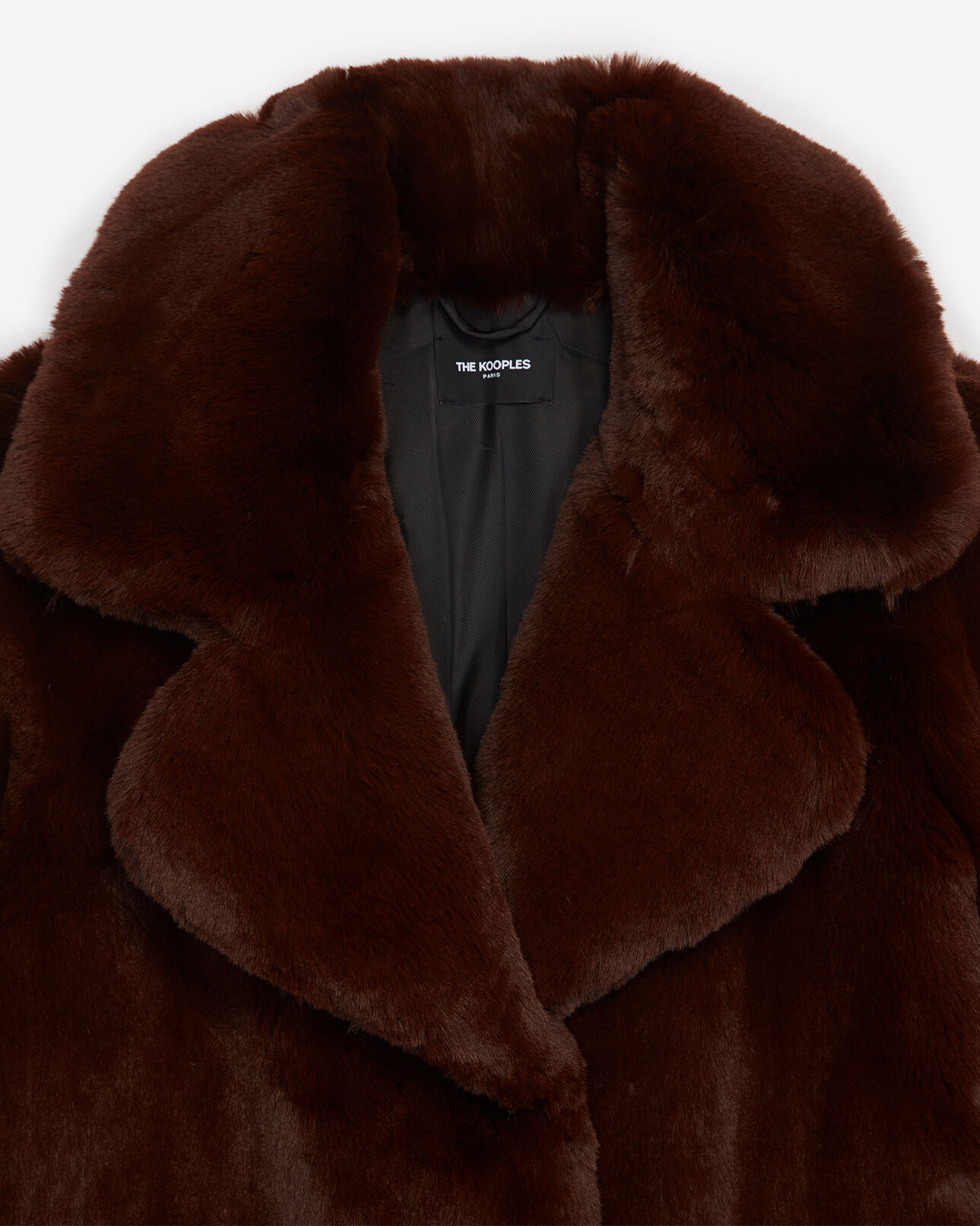 The Kooples WOMEN BROWN long brown faux fur coat