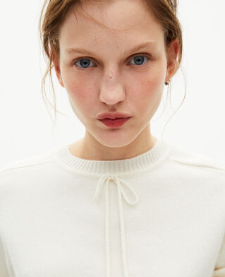 The Kooples F ECRU round-neck cashmere sweater, ecru