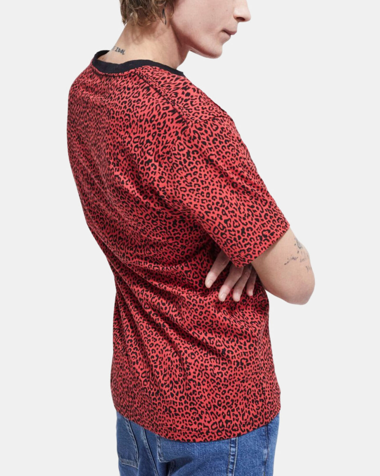 The Kooples MEN DARK RED red leopard print t-shirt