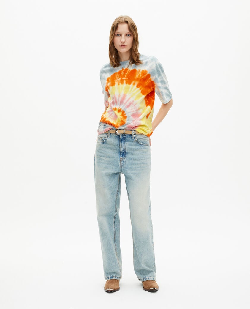 The Kooples DAMEN BABY BLUE t-shirt in mehrfarbiger batik-optik