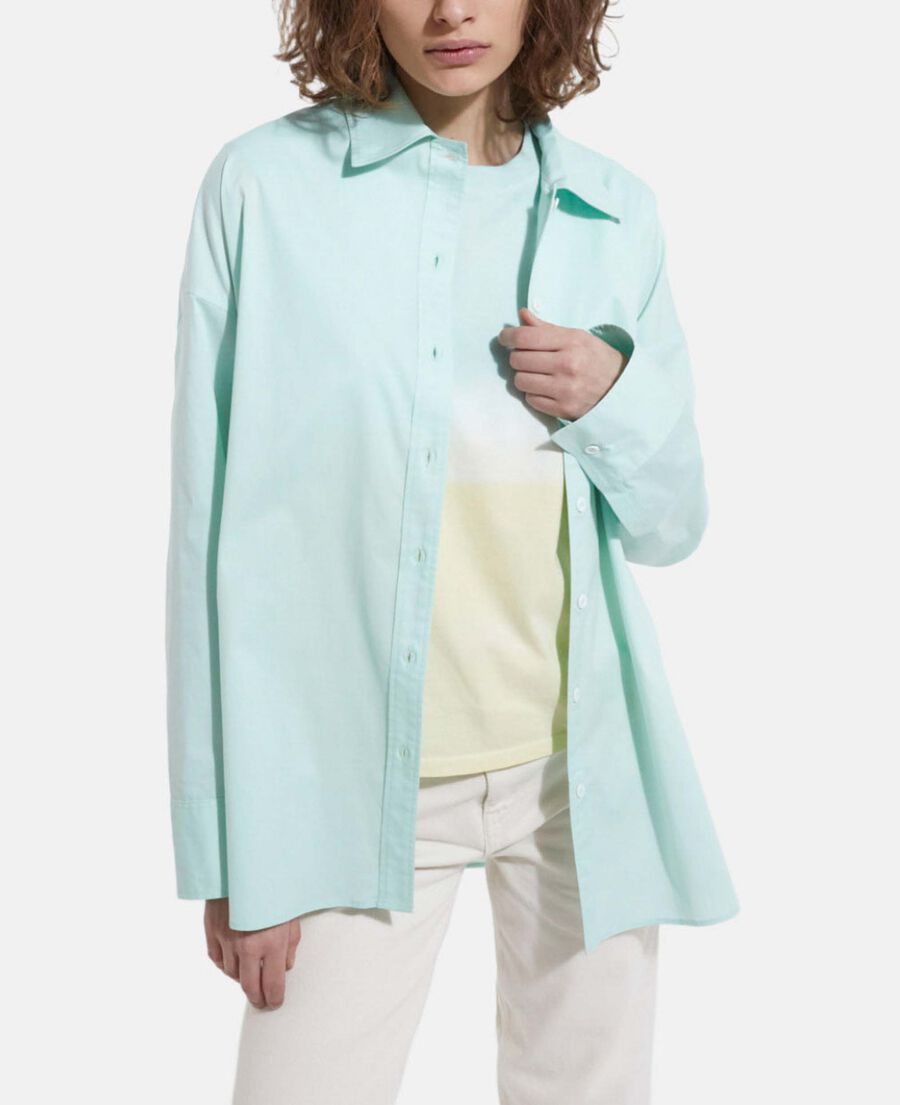 The Kooples FEMME GREEN chemise coton verte longue à boutonnage
