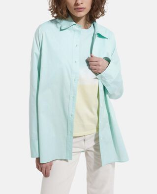 The Kooples FEMME GREEN chemise coton verte longue à boutonnage