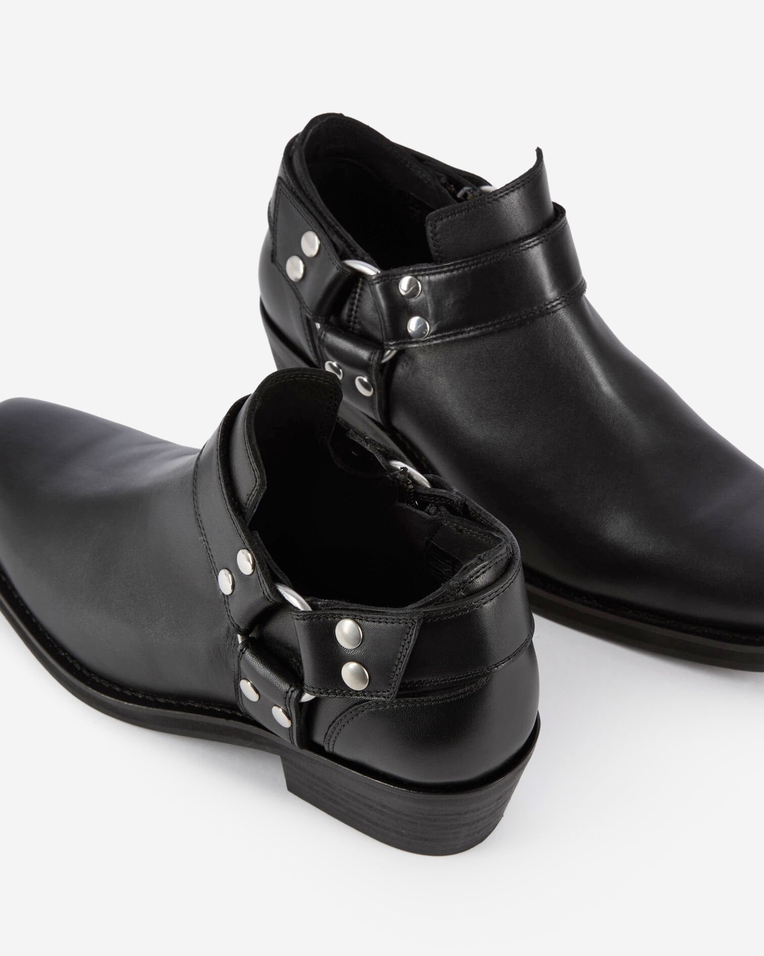 Low ankle boots with black leather straps, BLACK, hi-res image number null