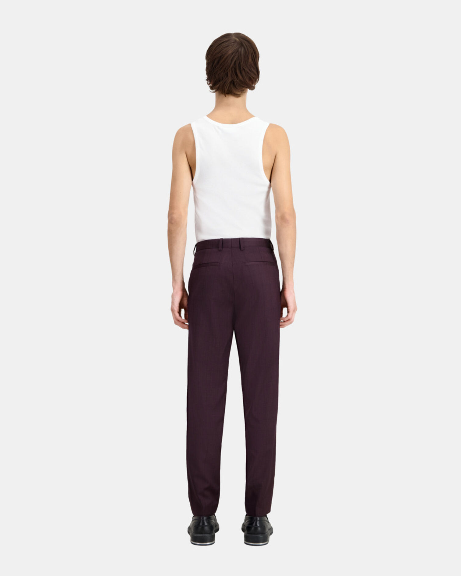 Burgundy checked wool suit trousers, BORDEAUX, hi-res image number null