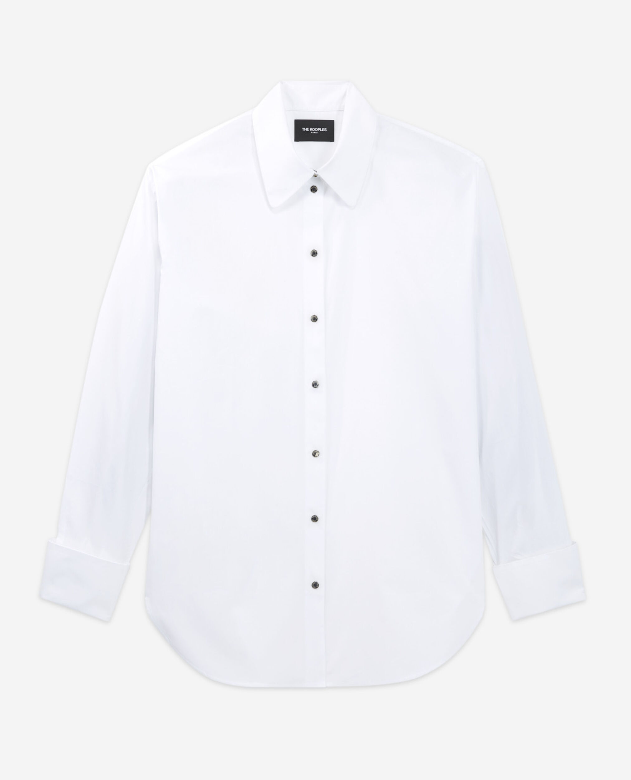 Loose white shirt with press stud fastening, WHITE, hi-res image number null