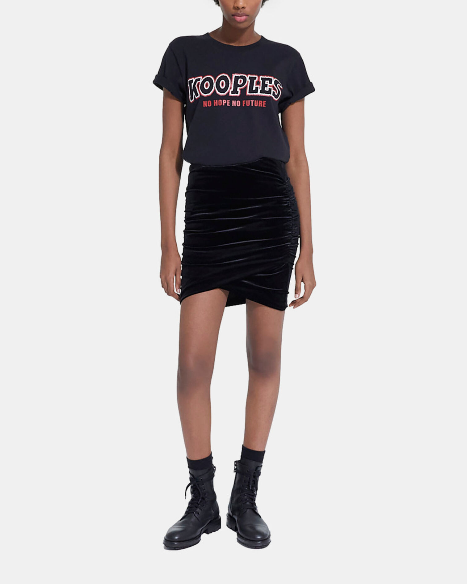 Black T-shirt with screen print, BLACK, hi-res image number null