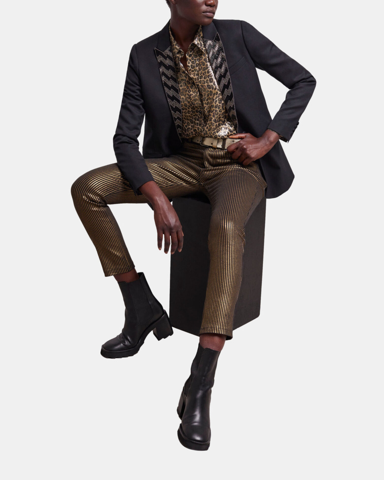 Black jacket with pearl details, BLACK, hi-res image number null