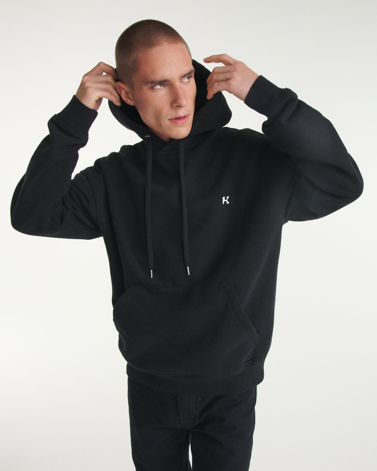 The Kooples HOMME BLACK sweat capuche noir imprimé eclipse dos
