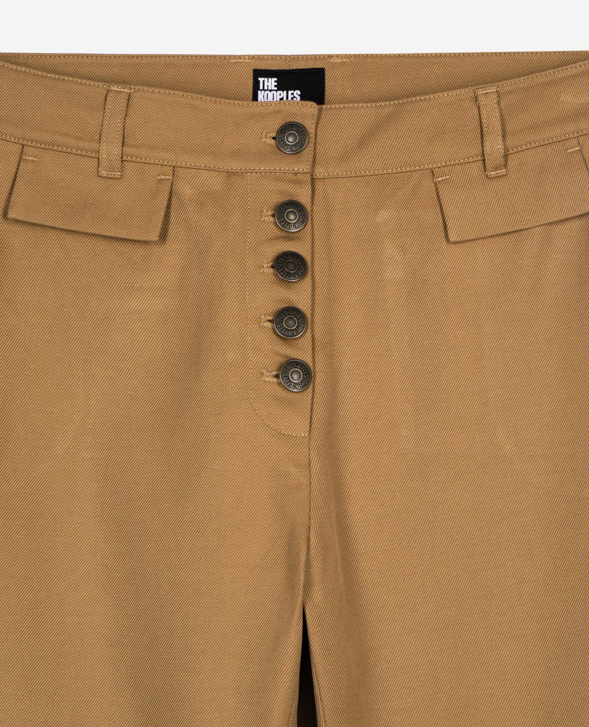 Flare pants in beige cotton and linen, BEIGE, hi-res image number null