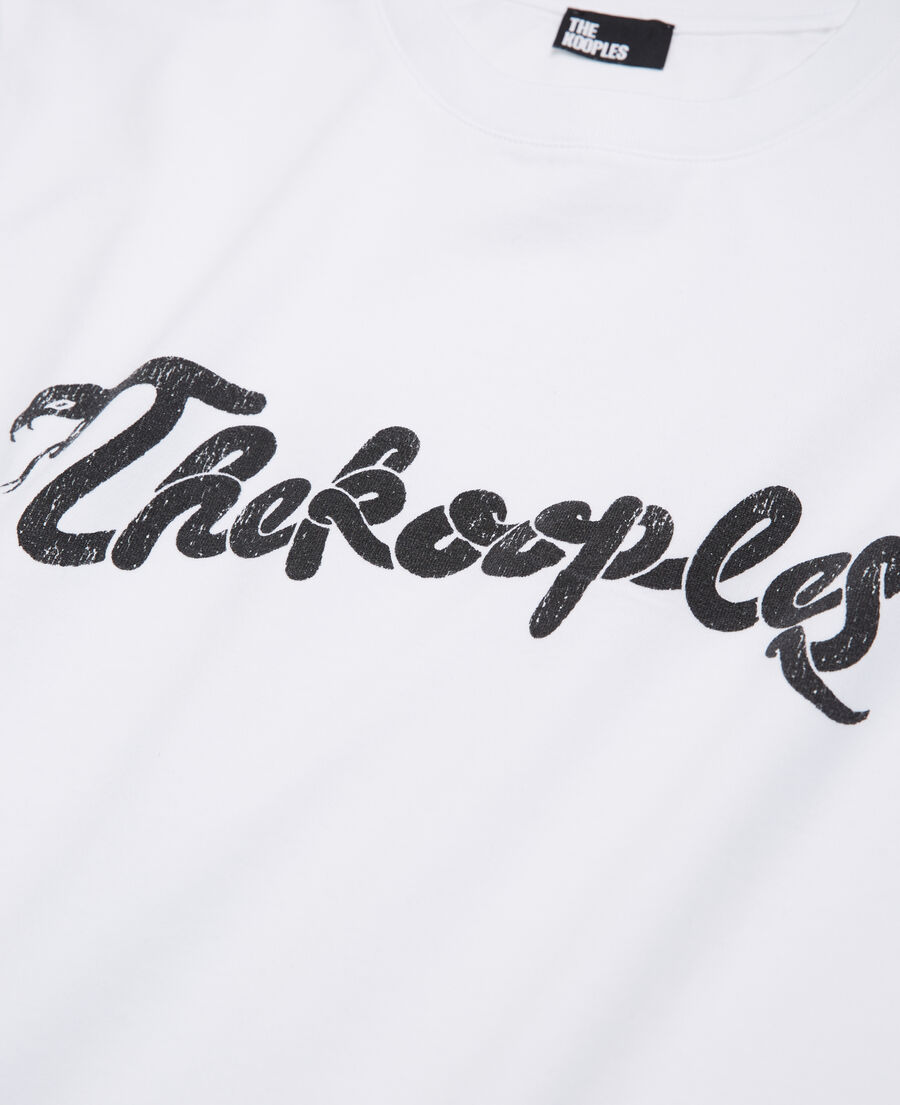 camiseta blanca serigrafiada snake logotipo