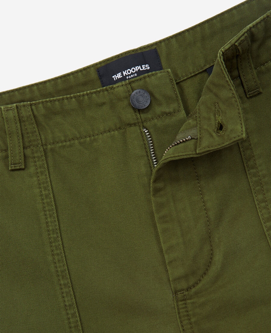 The Kooples H KAKI long khaki cotton shorts with four pockets